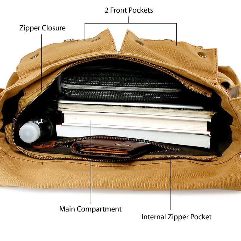 GEARONIC Men and Women Messenger Bag 15'' Laptop Satchel Vintage Rucksack Shoulder Leather Crossbody - Image 3